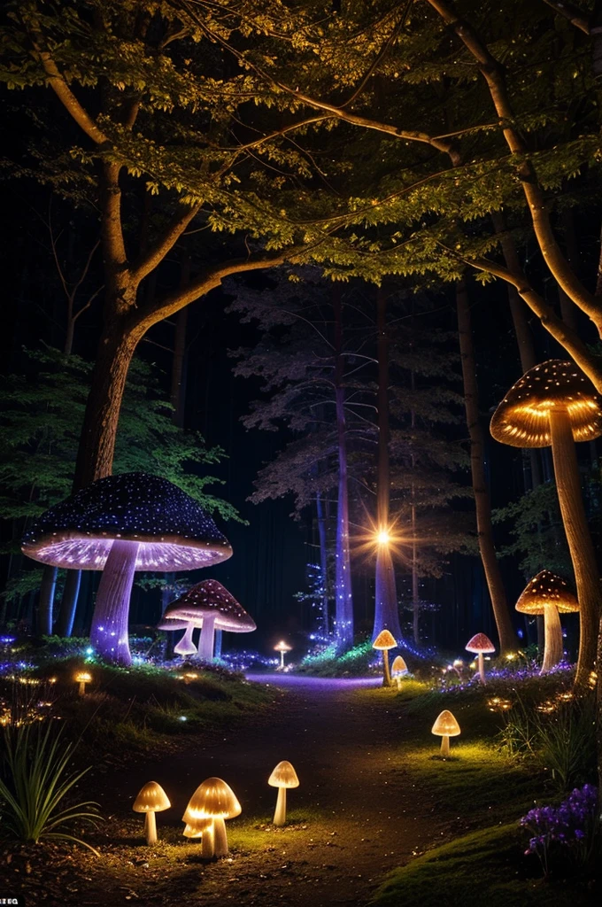 *Fantasy Forest*: "A magicalforest at twilight with glowingmushrooms, enchantedcreatures, and sparkling fairylights