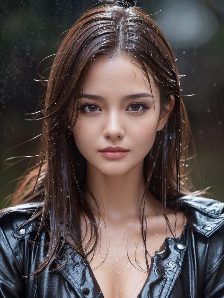 (Best quality, 4k, Masterpiece :1.3), pretty woman, 1girl, (breasts, attractive body :1.2), abs :1.1, dark brown hair: 1.1, (rainy wet, wet from rain, wet body :1.2), ultra-detailed face, detailed lips, detailed eyes, double eyelid， outdoor，run
，