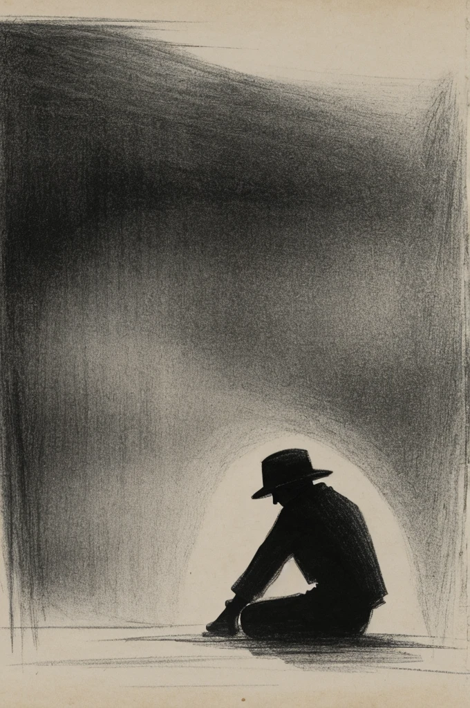 Abstract drawing of loneliness in the great depression