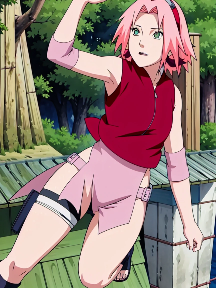 Sakura Haruno nude,wide hips,abdomen,sexy ,Show your armpits,jump,On the tree,IPST, naked,Torn shirt,full body,sleep, In the forest,open shirt,nipple