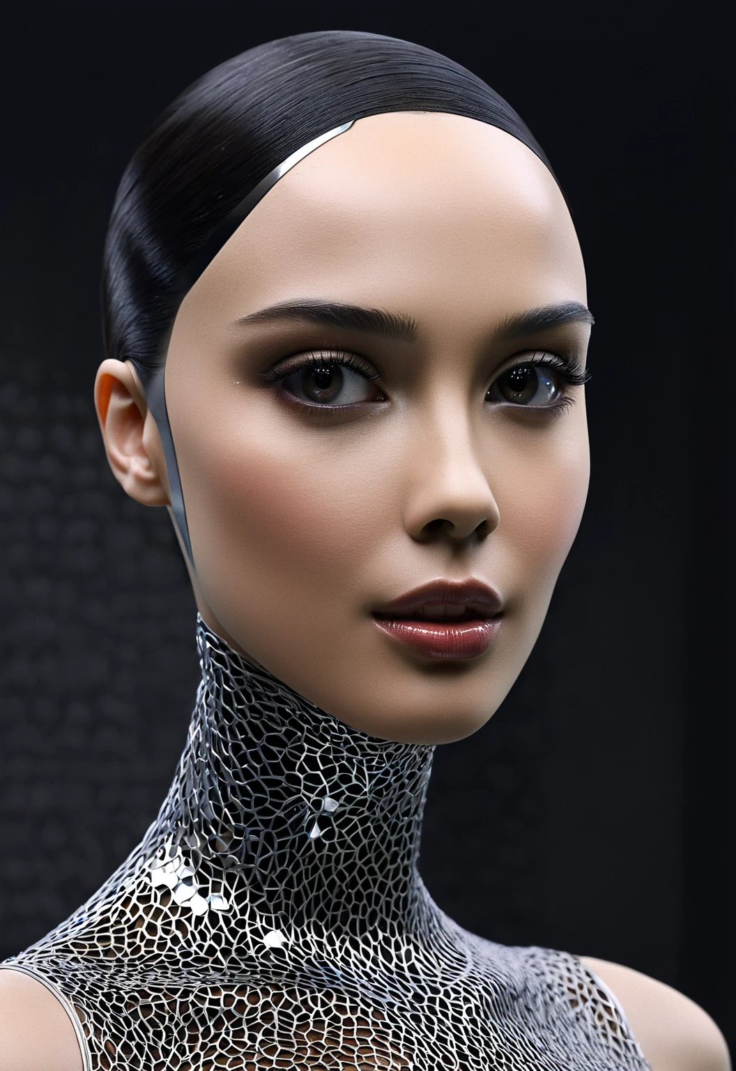 Here is a prompt for creating an image:
"Design a stunning and alluring female humanoid AI robot inspired by the film Ex Machina. The robot should have a face resembling that of an extremely gorgeous lady, with human-like, realistic skin. Ensure that the skin texture is detailed and beautiful, capturing the essence of a woman's beauty intertwined with advanced AI technology."