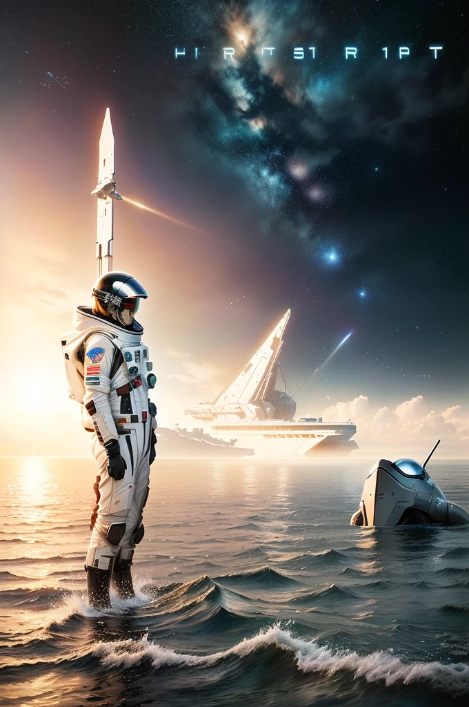 astronaut standing in the water with a spaceship in the background, interstellar film ( 2 0 1 4 ), interstellar movie, interstellar, interstellar hyper realism, set on interstellar space, sci-fi movie, sci - fi movie, # film, hd wallpaper, interstellar stormy bright sky, interstellar space setting, chris nolan movie, new scifi movie, interstellar night