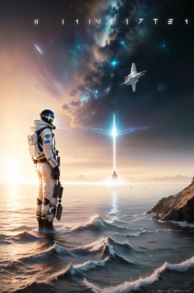 astronaut standing in the water with a spaceship in the background, interstellar film ( 2 0 1 4 ), interstellar movie, interstellar, interstellar hyper realism, set on interstellar space, sci-fi movie, sci - fi movie, # film, hd wallpaper, interstellar stormy bright sky, interstellar space setting, chris nolan movie, new scifi movie, interstellar night