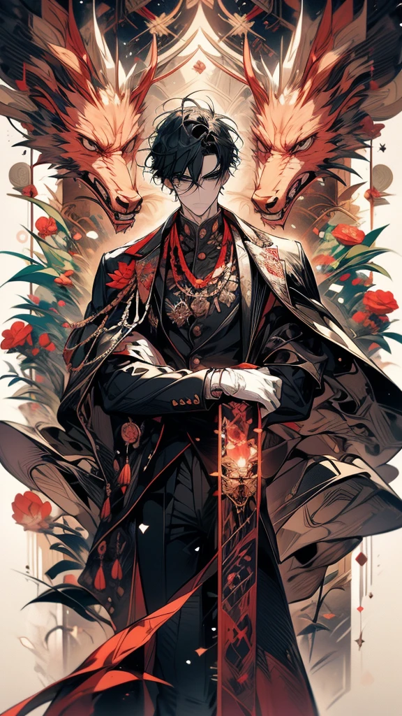 black hair, Surrealism, 8k, super detail, UHD, masterpiece, accurate, anatomically correct, textured skin, super detail, high details, high quality, award winning, best quality, highres
"A man standing in a nighttime setting. He exudes a quiet and alluring aura, with a look of boredom and weariness in his eyes. His expression is languid and detached, giving off an air of disinterest in everything around him."