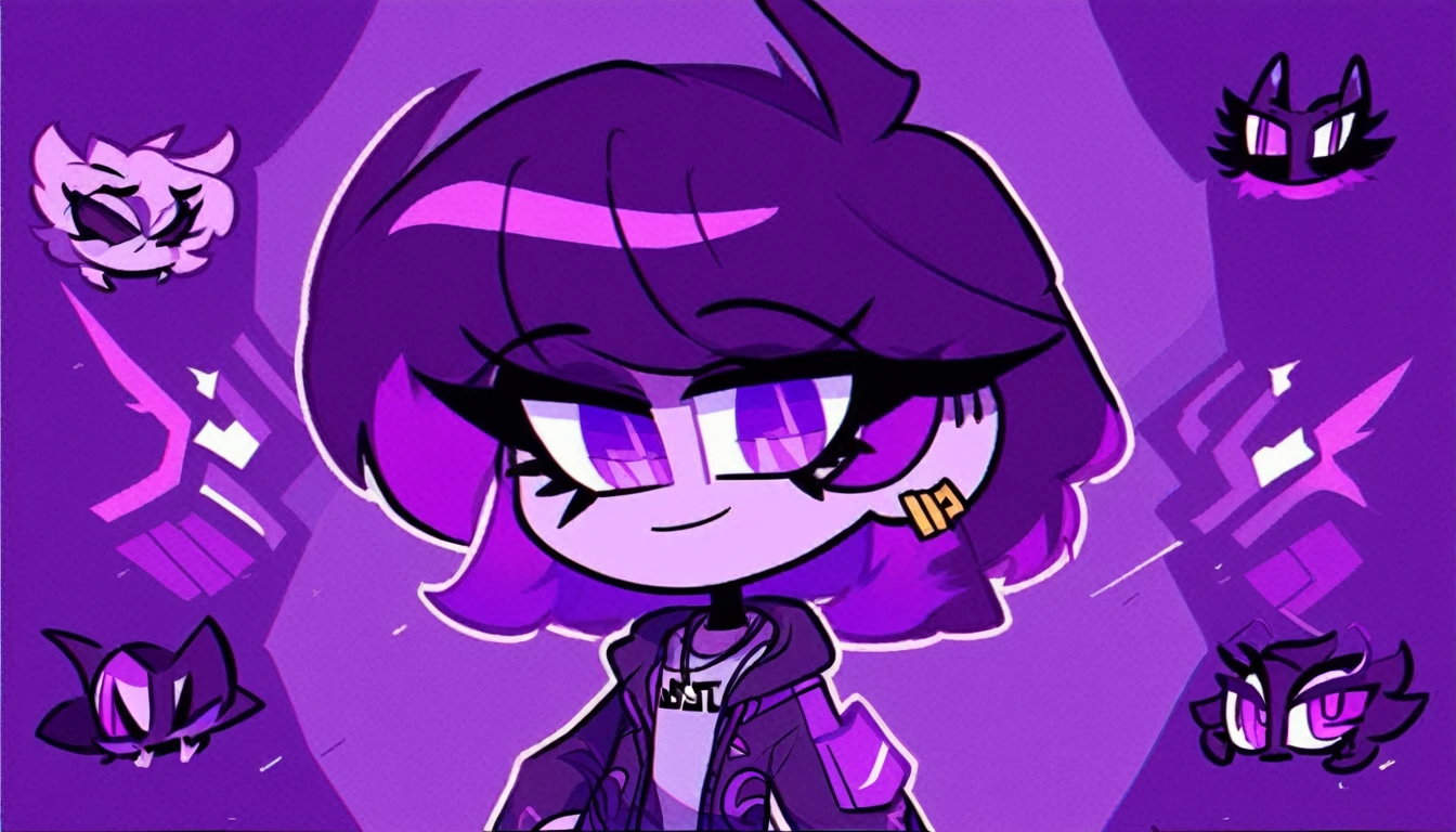 HazbinStyle, a cartoon character in e-sports player style with blue and purple tones