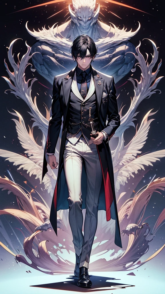 black hair, Surrealism, 8k, super detail, UHD, masterpiece, accurate, anatomically correct, textured skin, super detail, high details, high quality, award winning, best quality, highres
"A man standing in a nighttime setting. He exudes a quiet and alluring aura, with a look of boredom and weariness in his eyes. His expression is languid and detached, giving off an air of disinterest in everything around him."