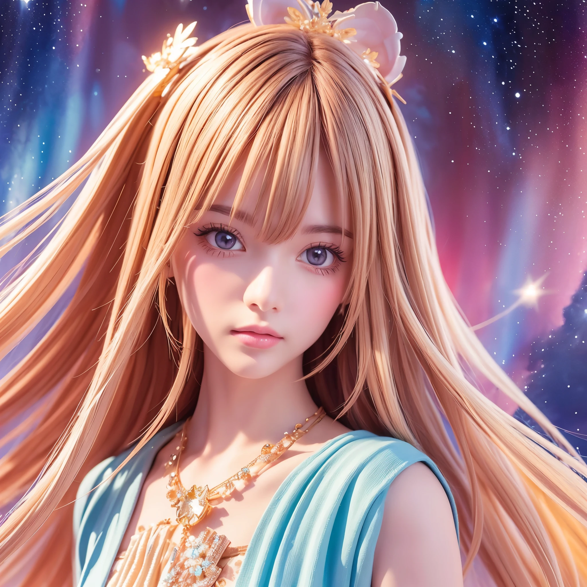 Portraiture (Strass) In space, Colors of the universe, Magnificent watercolor style, (Look to the side:1.1), Furry, (alone:1.1),