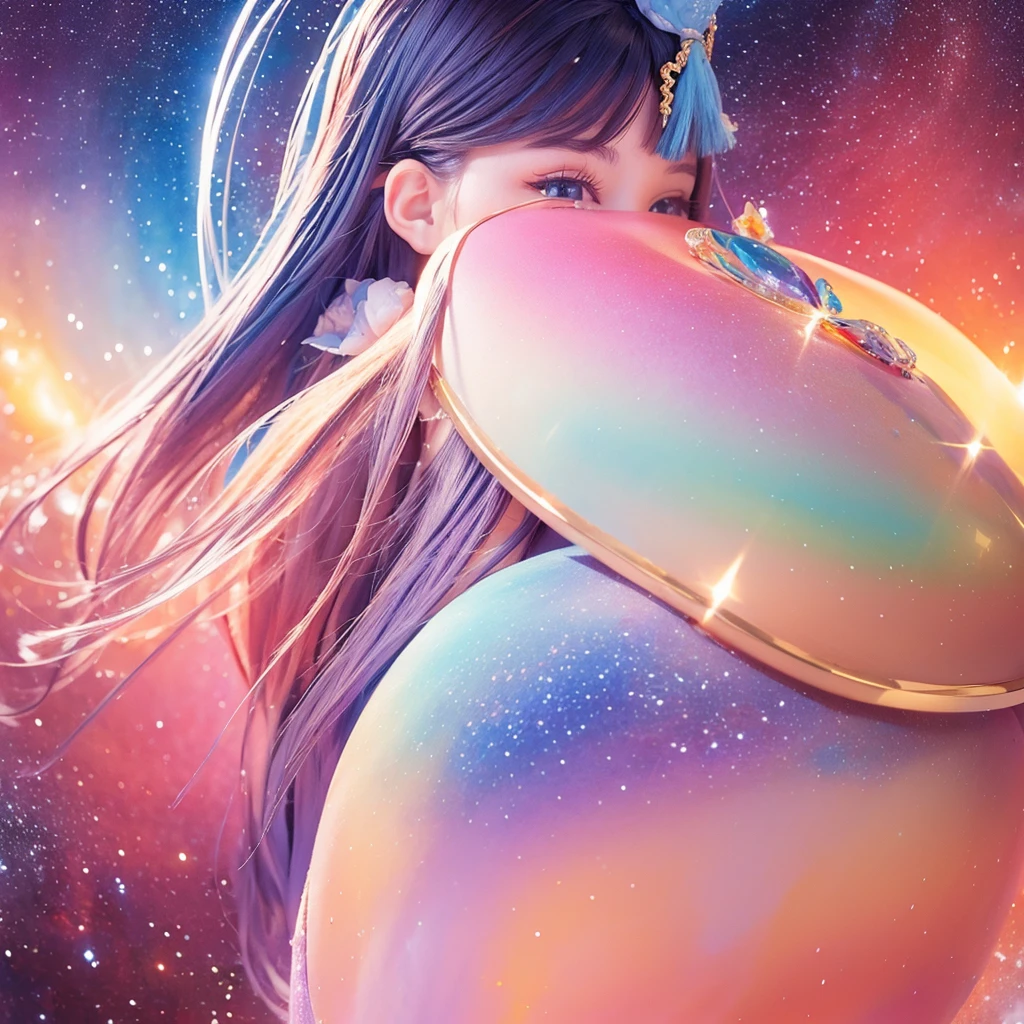 Portraiture (Strass) In space, Colors of the universe, Magnificent watercolor style, (Look to the side:1.1), Furry, (alone:1.1),