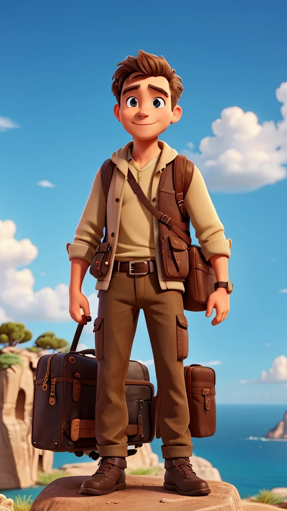 Adventurous man looking forward