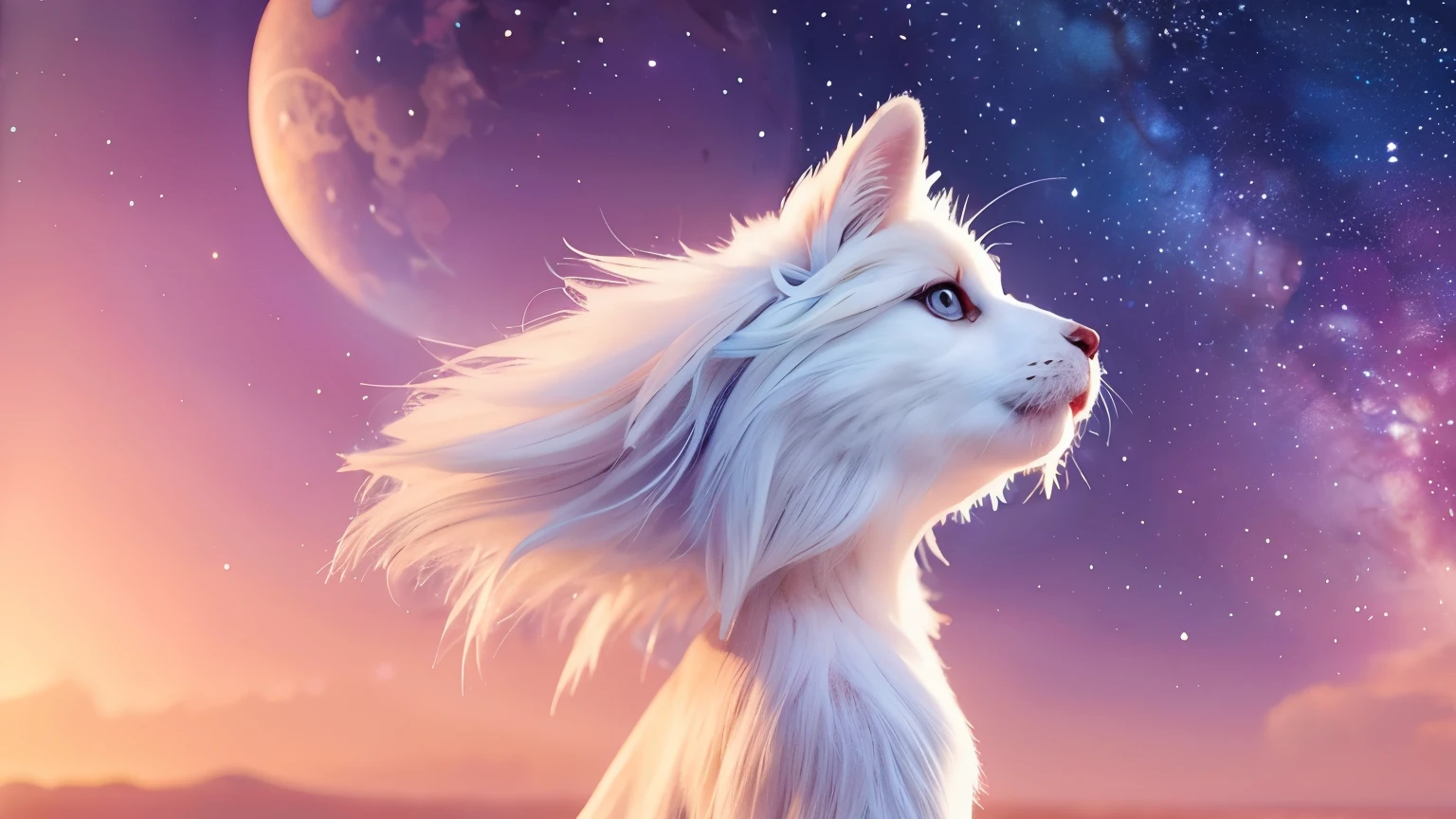 Portraiture (Strass) In space, Colors of the universe, Magnificent watercolor style, (Look to the side:1.1), Furry, (alone:1.1),