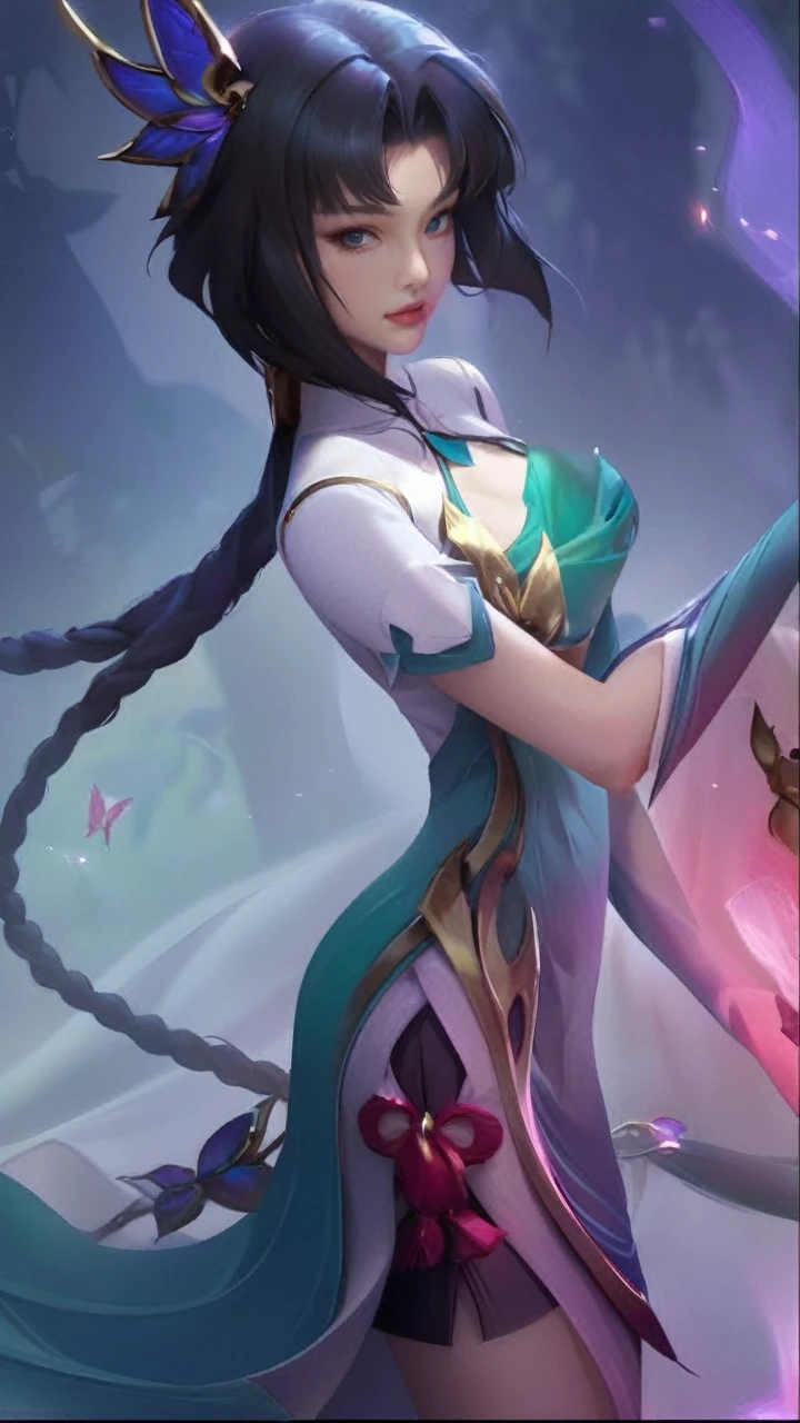 a beautiful woman with big breasts, detailed facial features, long eyelashes, detailed eyes, detailed lips, detailed nose, perfect skin, delicate facial expression, elaborate hairstyle, graceful pose, elegant dress, cinched waist, flowing fabric, sunlit garden background, soft lighting, warm color palette, photorealistic, 8k, high quality, intricate details, masterpiece