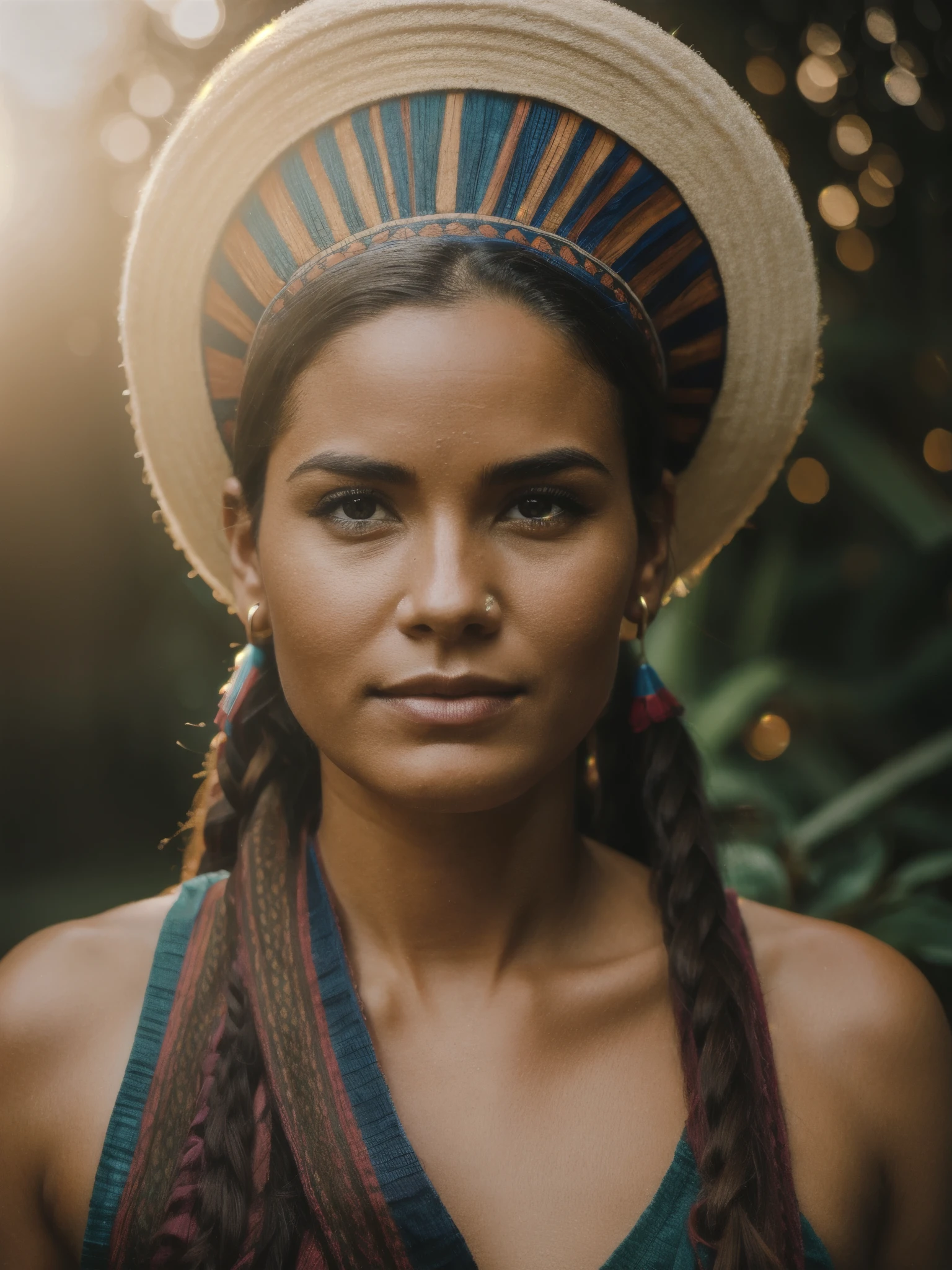 Inka warrior with a war make up, medium shot, natural light, Award winning wildlife photography, hyperrealistic, 8k resolution