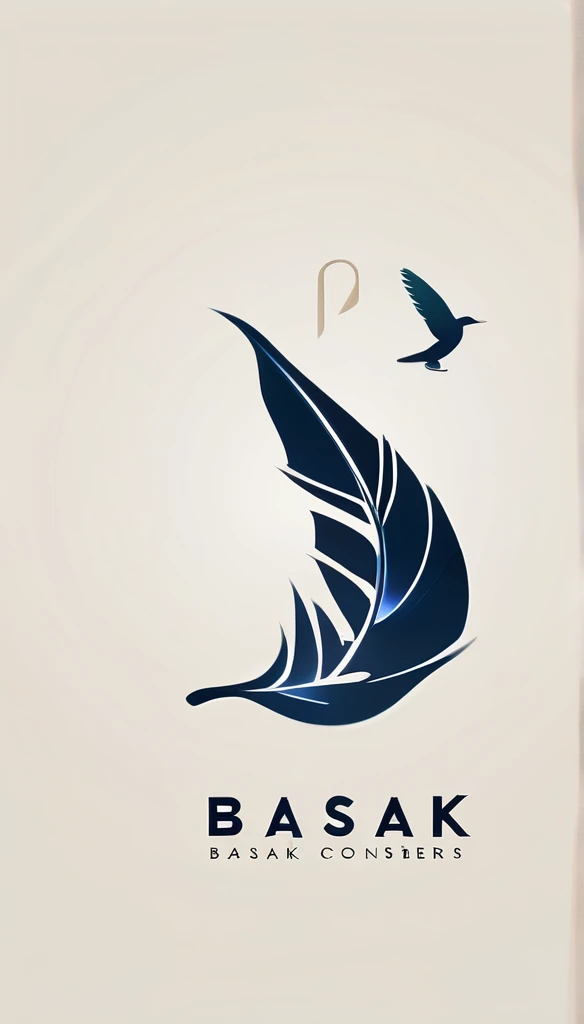 A minimalist, fantastic, poetic, dreamy, captivating, memorable, masterpiece, modern, simple logo design of a boy and a feather for the brand “BASAK CONCERN". The logo must convey a sense of music, stories and dreams. Minimalistic logo design of a boy and a feather.