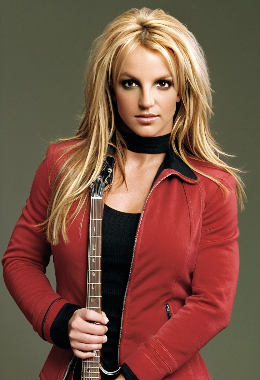 britney spears in a red jacket and black boots holding a guitar, photo from a promo shoot, promo photo, red haired goddess, Mark Arian, com long redhead hair, she has red hair, promo shoot, long redhead hair, red  long hair, red waist-long hair, red hot, long crimson hair, with red hair, best qualityer, realisitic, realisitic, Award-Winning Illustration, (Highly detailed face and skin texture), (fully body), (Complicated Detail: 1.2), (finely detail), (Complicated Detail), (cinematic lights, luz de fundo de best qualityer), lines sharp, sharp focus, offcial art, unity 8k wallpaper , ultra realisitic, muito realisitic, absurdrez, inacreditavelmente realisitic absurdo, huge filesize, ultra- real, Arte de realisitic, RTX,((Closing-up photo by award-winning studio)), , (Shut your mouth), , perfect hands, beautiful detailed eyes, face perfect, perfectbody, detalhes ultra realisitic.