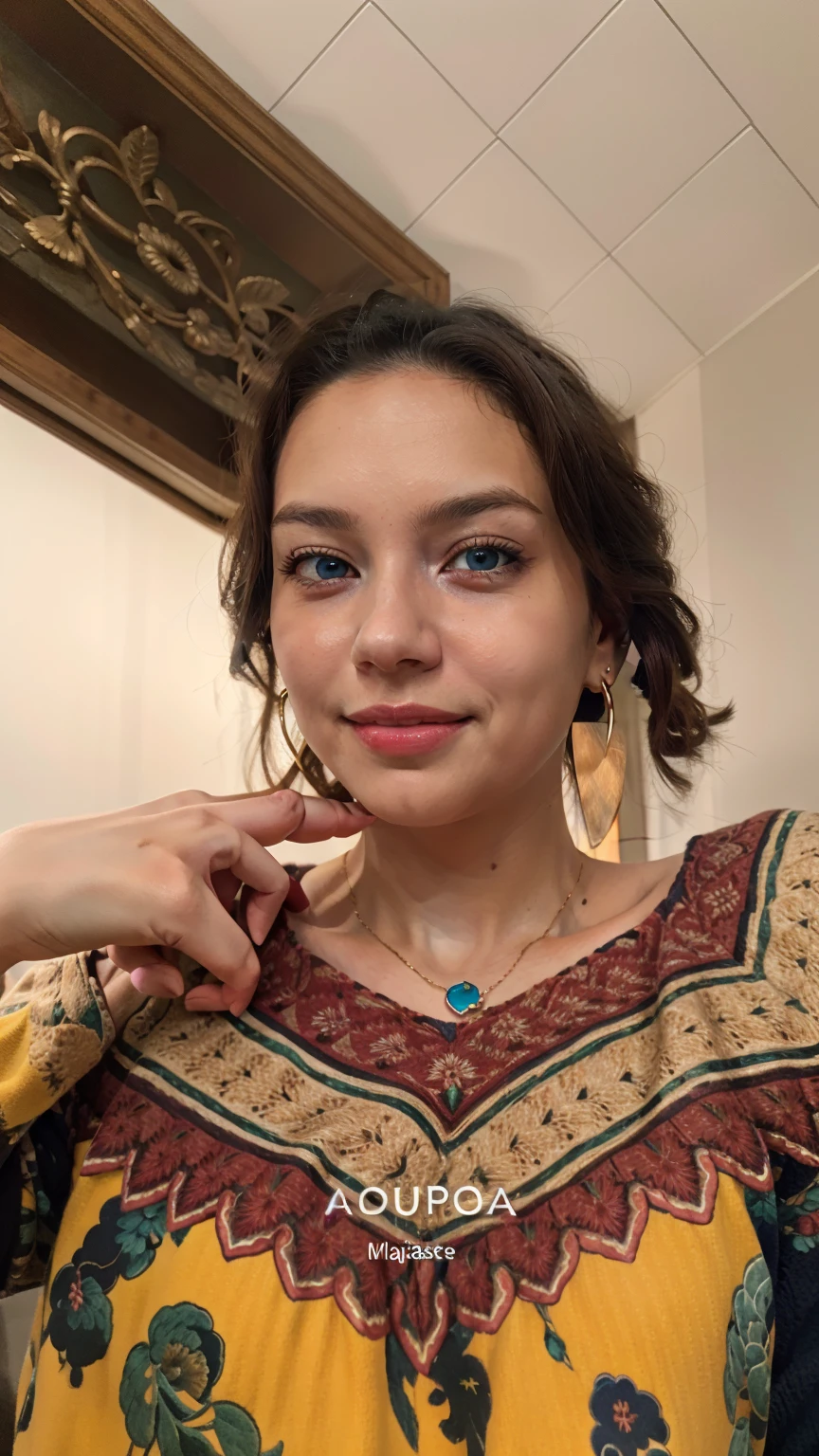 ((masterpiece)), (best quality), official art, extremely detailed CG, unity 8k wallpaper, ultra detailed, highly detailed, detailed background, vivid color, photorealistic, perfect lighting, best illumination,
a Realistic photo of 4dr14n4l1m4, long hair, blue eyes, brown hair, jewelry, earrings, parted lips,
sweater, heart cutout, naughty smile,