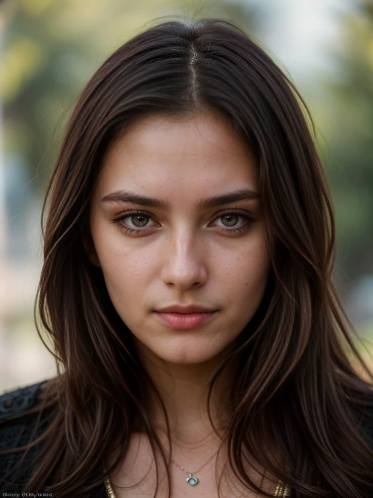 20 years old, Portrait of A confident-looking turkish girl long flowing hair, (facing,90 degree to camera, looking at camera) hazel and brown big eyes, close up face, beautiful detailed nose, sexy detailed lips, (detailed skin texture), bokeh, perfect composition, hyperrealistic, super detailed, 8k, high quality, trending art, trending on artstation, sharp focus,  studio photo, intricate details, highly detailed, art by greg rutkowski, full face visible,