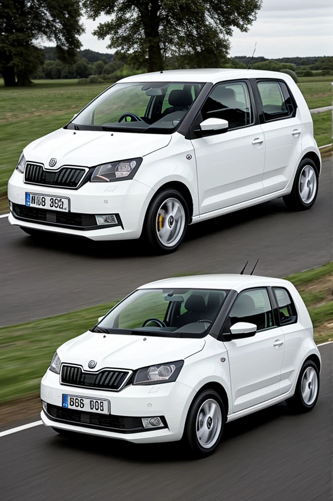 Please show me a picture of a tuned Skoda Citigo in white 