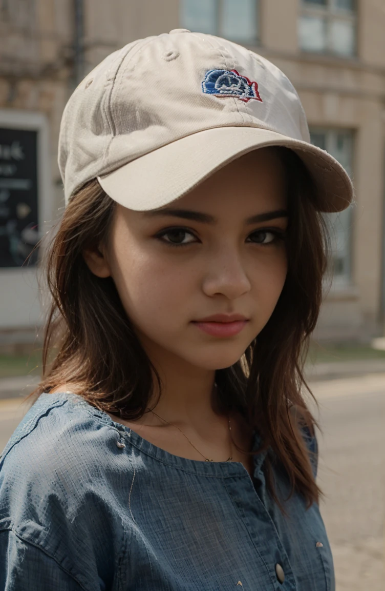 A GIRL WEARING A CAP LOOKC CUTE