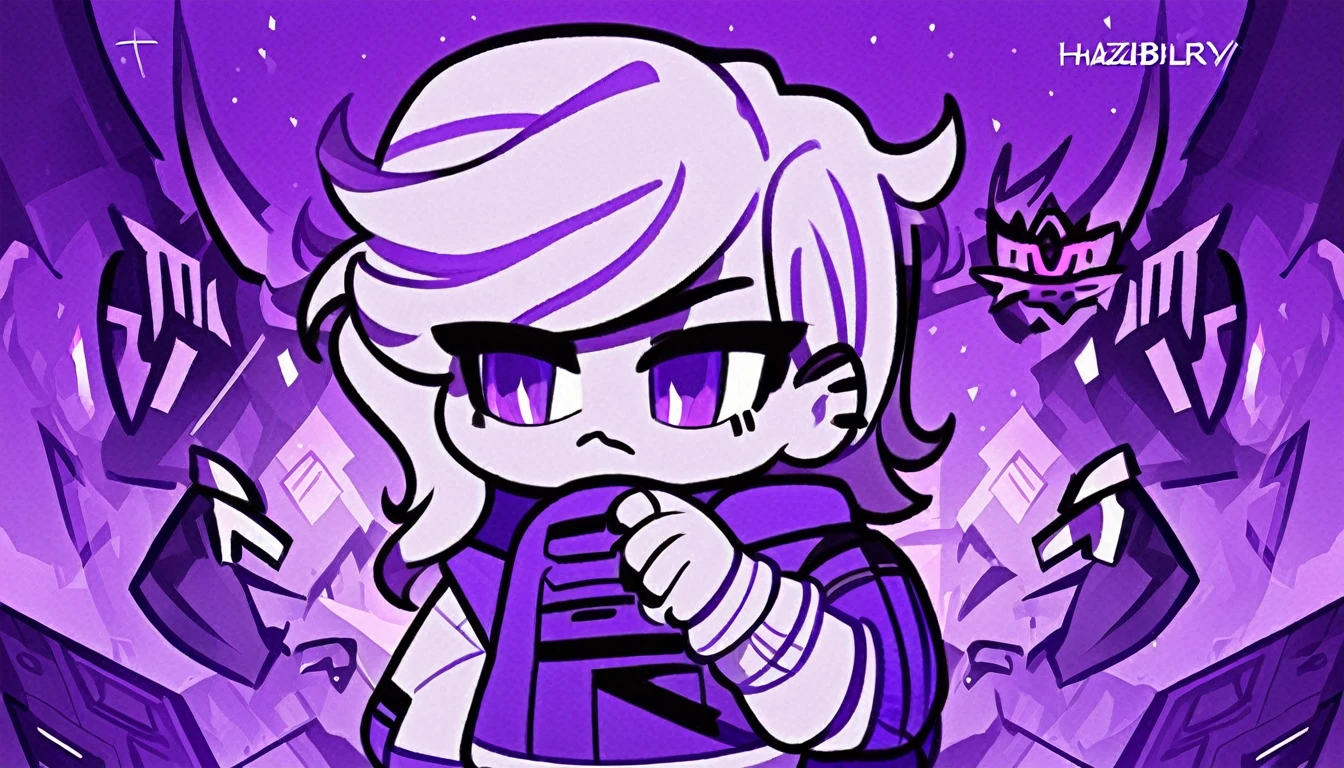 HazbinStyle, a cartoon character boy in e-sports player style with blue and purple tones
