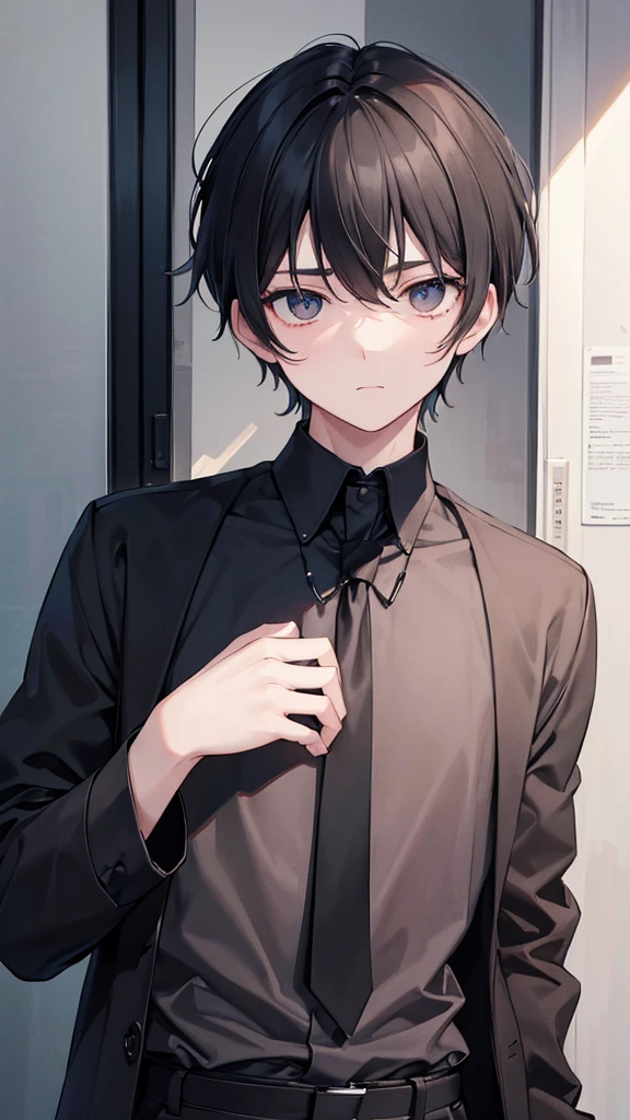 black hair, Surrealism, 8k, super detail, UHD, masterpiece, accurate, anatomically correct, textured skin, super detail, high details, high quality, award winning, best quality, highres
"A boy standing in a nighttime setting. He exudes a quiet and alluring aura, with a look of boredom and weariness in his eyes. His expression is languid and detached, giving off an air of disinterest in everything around him."
A boy in a black shirt.