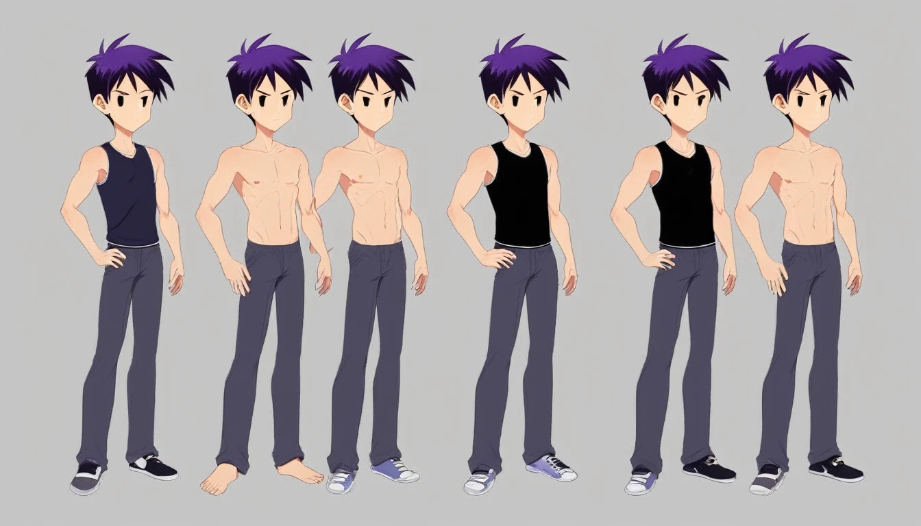 HazbinStyle, a cartoon character boy in e-sports player style with blue and purple tones