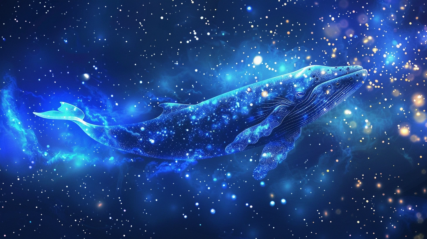 她做了一个梦，梦见自己变成了一头能在星空中飞翔的鲸鱼，在银河中翱翔