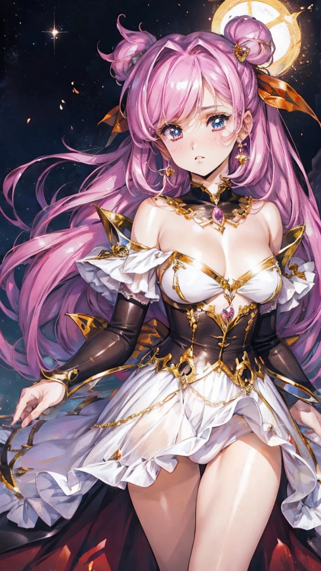 Beautiful girl sorceress Prikua, shoujo magical girl costume, Shine,shine, Clividge, long hair, frills, Bows, ribbons