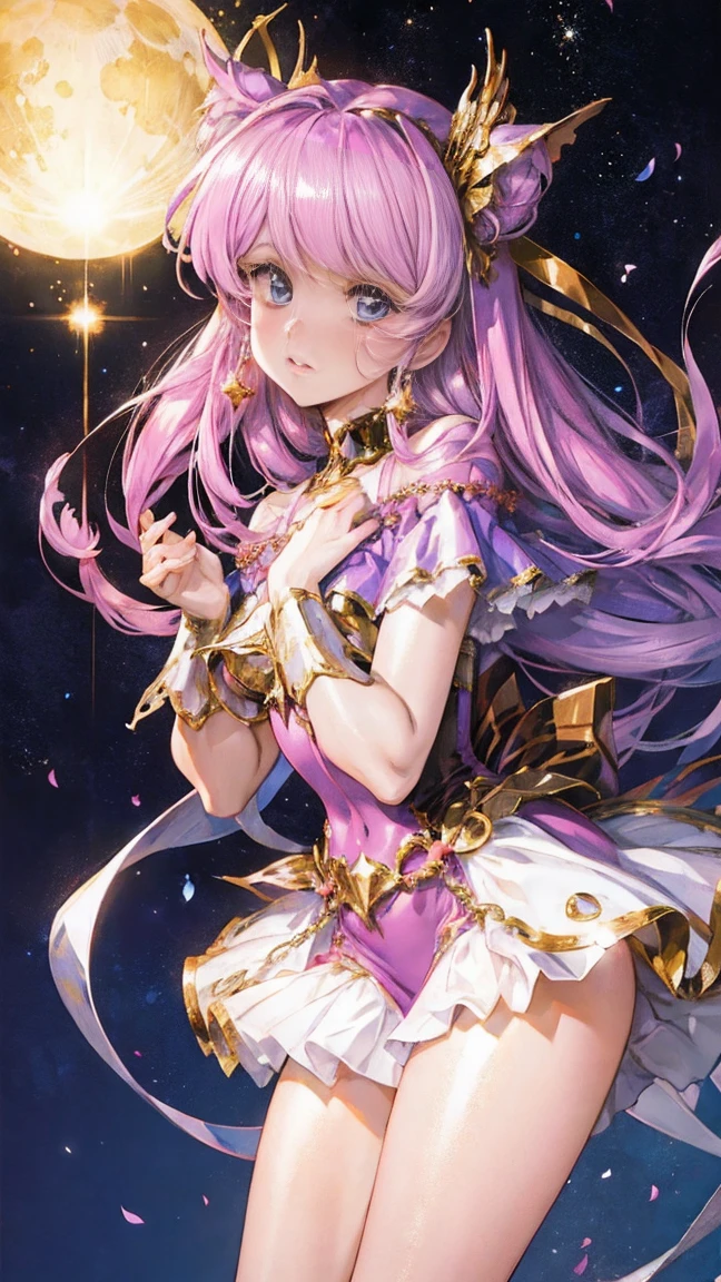 Beautiful girl sorceress Prikua, shoujo magical girl costume, Shine,shine, Clividge, long hair, frills, Bows, ribbons