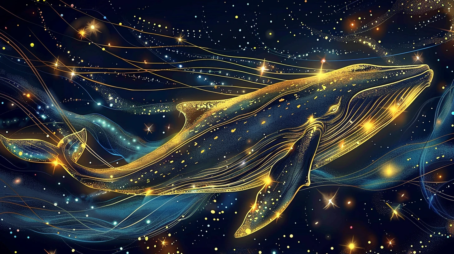 她做了一个梦，梦见自己变成了一头能在星空中飞翔的鲸鱼，在银河中翱翔