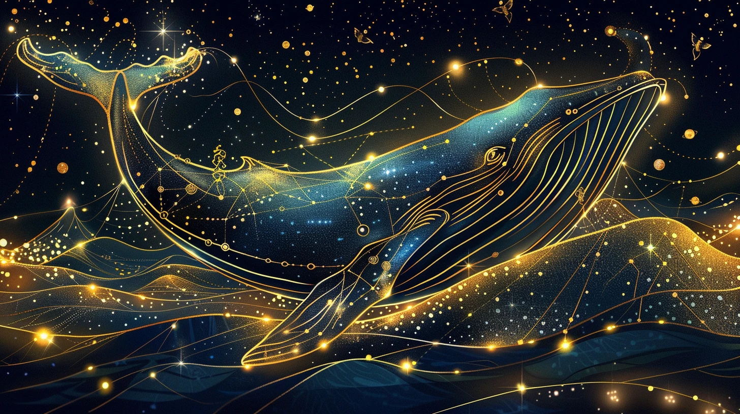 她做了一个梦，梦见自己变成了一头能在星空中飞翔的鲸鱼，在银河中翱翔