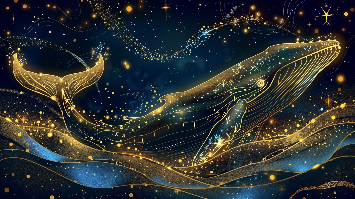 她做了一个梦，梦见自己变成了一头能在星空中飞翔的鲸鱼，在银河中翱翔