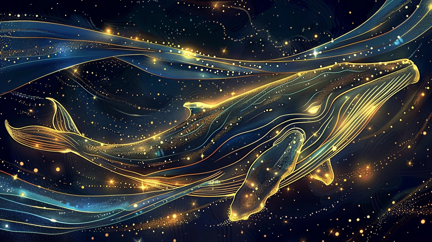 她做了一个梦，梦见自己变成了一头能在星空中飞翔的鲸鱼，在银河中翱翔