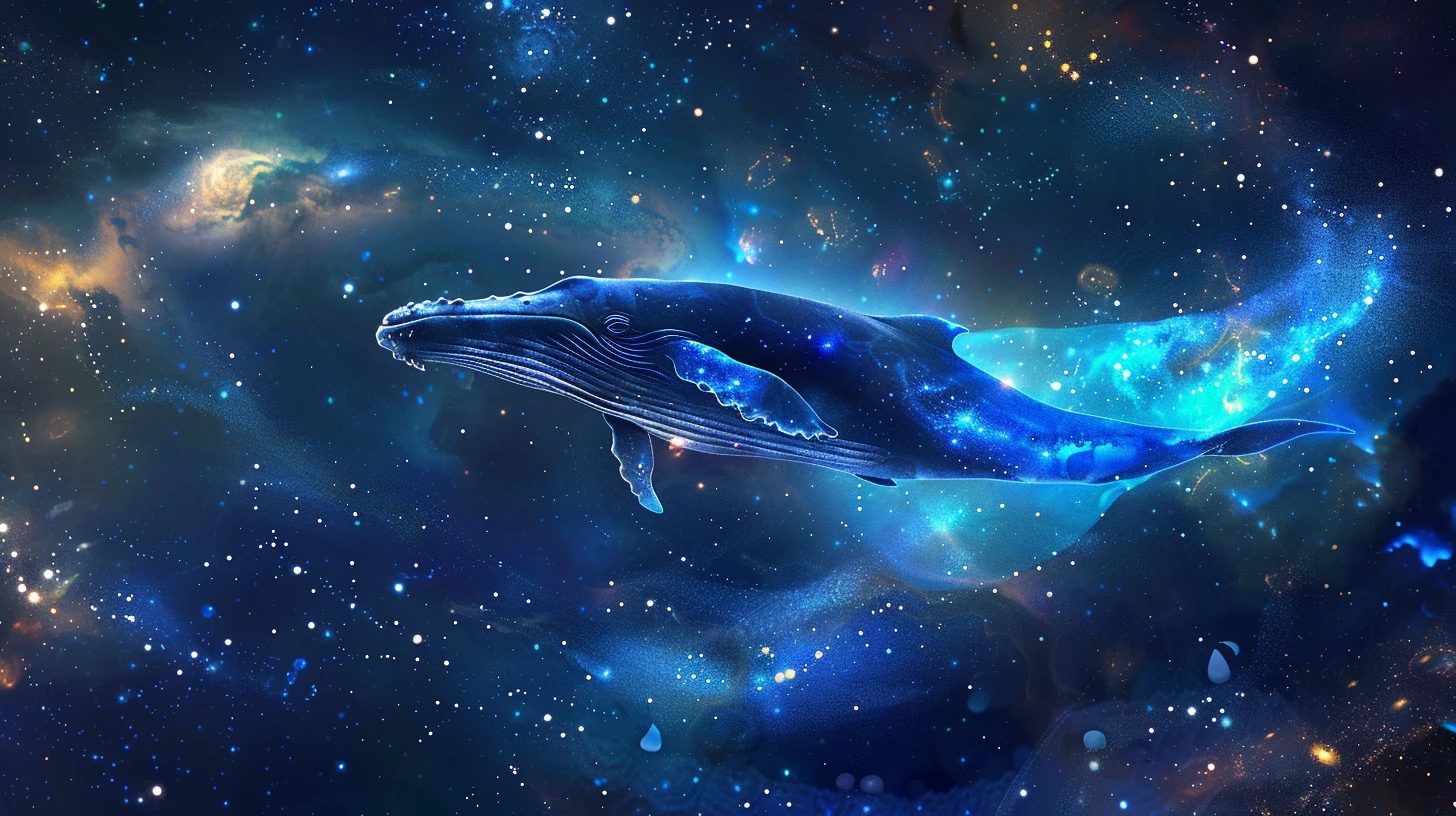 她做了一个梦，梦见自己变成了一头能在星空中飞翔的鲸鱼，在银河中翱翔
