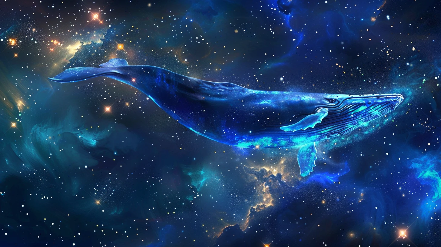 她做了一个梦，梦见自己变成了一头能在星空中飞翔的鲸鱼，在银河中翱翔