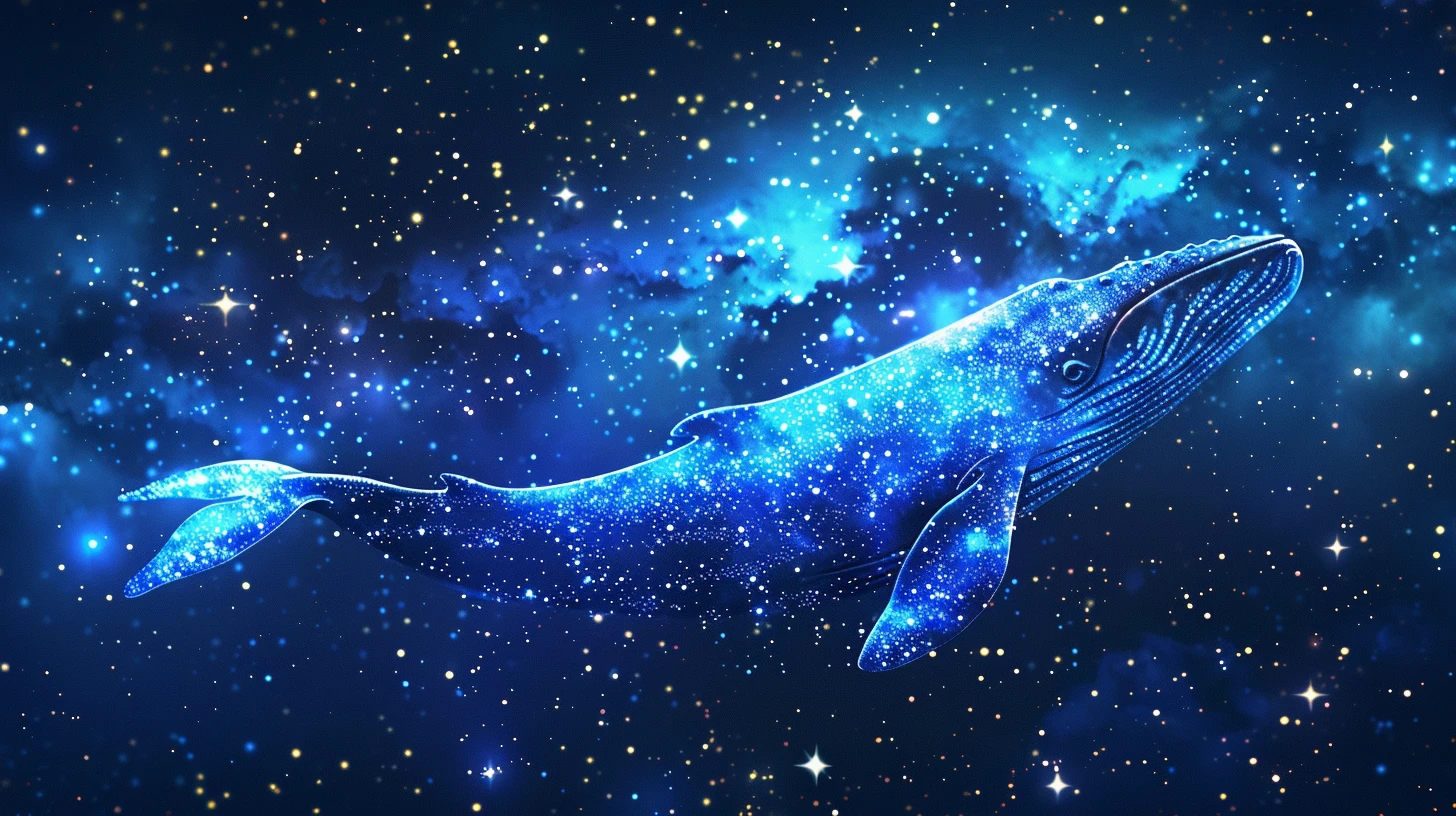 她做了一个梦，梦见自己变成了一头能在星空中飞翔的鲸鱼，在银河中翱翔