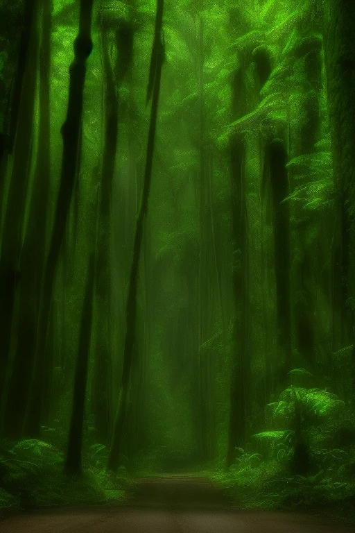 (Highest quality,4K,8k,High resolution,masterpiece:1.2),Very detailed,(Realistic,photoRealistic,photo-Realistic:1.37),There is a big tree in the middle of the forest, In the jungle forest peak, Malaysian Jungle, In the jungle forest, lush Rainforest, 緑豊かな熱帯Rainforest, 深いジャングルのin forest jungle, Thick jungle, Dense forest, in forest jungle, Green Jungle, In the jungle forest, Tropical forests, Rainforest, Vines growing on the jungle floor, Lush forest foliage, Lush forest