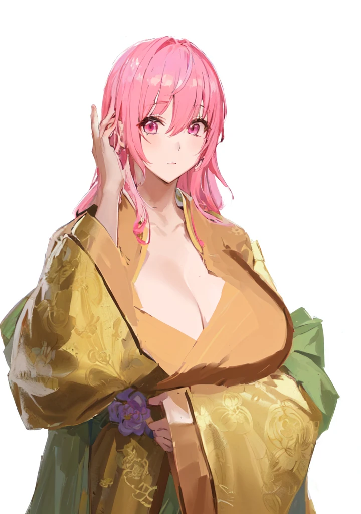 Wearing a robe、Pink Hair、Anime girl wearing glasses, Produced in collaboration with Anime Painter Studio, Thickness, OPPEIN, Sakura Haruno, Si Tu Shi, In the anime painter studio, Hillabi, Goto Indian Summer, ((Wearing noble robes)), Flower shape, OPPEIN proportions, Break, 3/4 Break,Three Kingdoms,Dynasty Warriors,big boods,huge ,Pink Hair,Pink Eyes,Hanfu,Chinese style and ancient style,