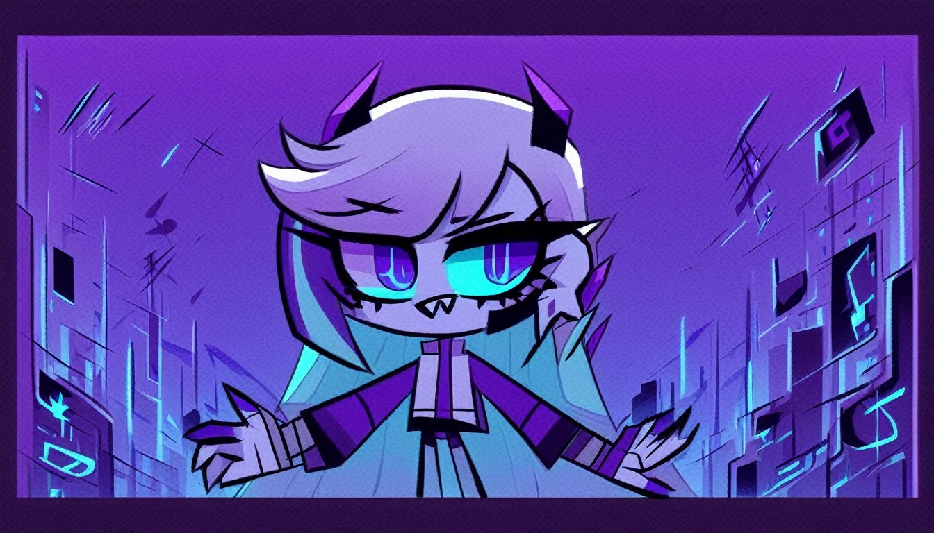 HazbinStyle, a cartoon character boy in e-sports player style with blue and purple tones