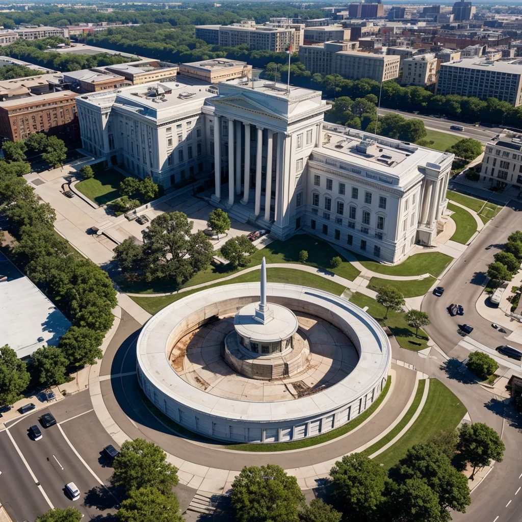 The Agency was an operating spy base and formerly a property of GHOST, but it became a part of SHADOW after The Device Event. It consisted of a tall building and a helipad. There was a big opening which was the one way to enter the building. There was a statue and GHOST logos dotting the outside. After The Device Event, the White house’s center building has been destroyed, and a sinkhole is in the center. The GHOST logo and statue has been destroyed too.