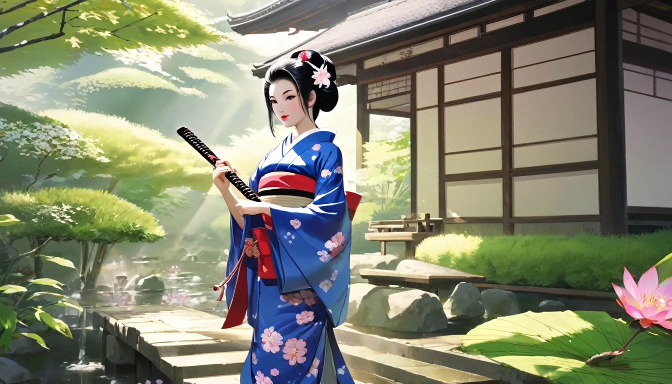 Shamisen、Japanese Geisha、garden