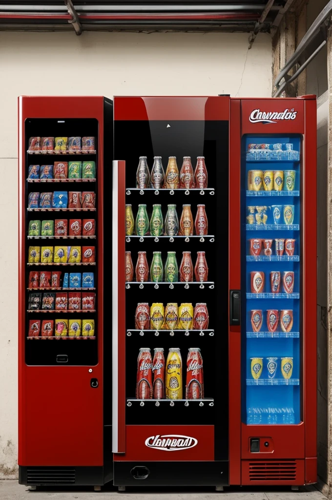 Create a logo with colors like red black for a soft drink vending machine company called Chavadrinks 