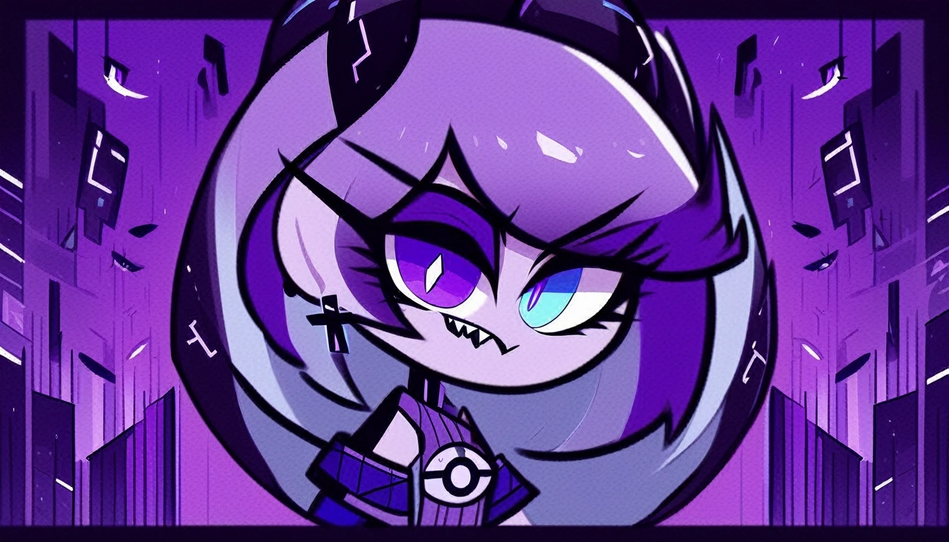 HazbinStyle, a cartoon character boy in e-sports player style with blue and purple tones