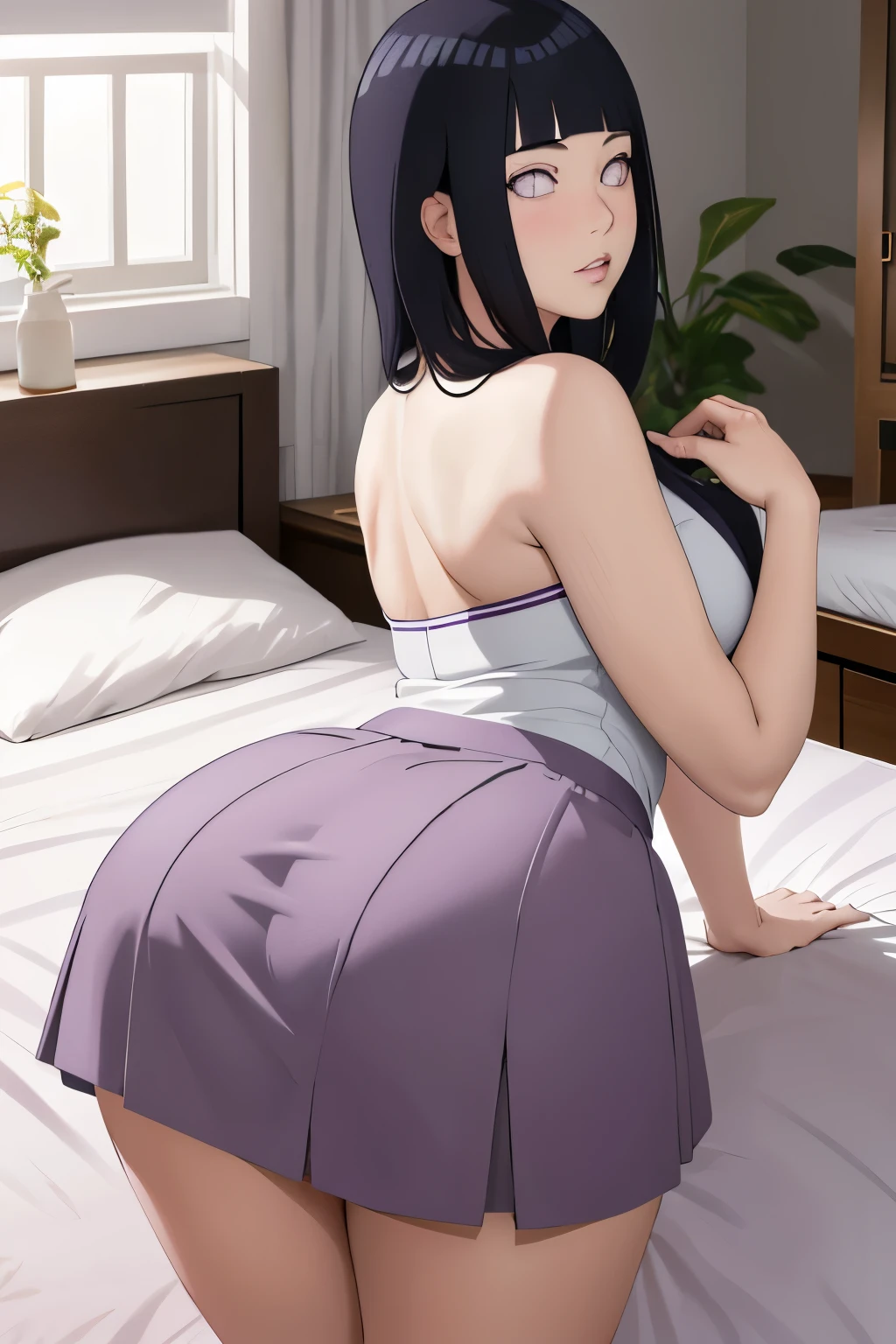 anime girl laying on a bed with her stomach exposed, a detailed painting by Shitao, pixiv, conceptual art, small curvy , seductive anime girl, beautiful anime girl squatting, shikamimi, thicc, lolie anime girl is crouching, ecchi, loli in s, oppai, bottom body close up