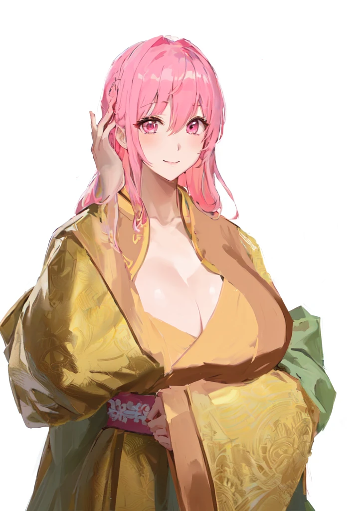 Wearing a robe、Pink Hair的动漫女孩, Produced in collaboration with Anime Painter Studio, Thickness, OPPEIN, Sakura Haruno, Si Tu Shi, In the anime painter studio, Hillabi, Goto Indian Summer, ((Wearing noble )), Flower shape, OPPEIN proportions, Break, 3/4 Break,Three Kingdoms,Dynasty Warriors,big boods,huge ,Pink Hair,Pink Eyes,Hanfu,Chinese style and ancient style,Smile,Hands playing with hair,Silk clothes,Noble girl,Good shape,sex b