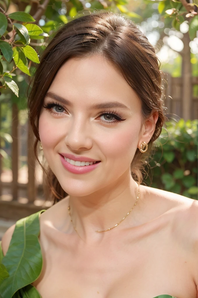 stunning woman, 1 girl, beautiful detailed eyes, beautiful detailed lips, extremely detailed face and features, long eyelashes, elegant dress, graceful pose, serene expression, lush garden setting, sunlight filtering through foliage, vibrant colors, soft lighting, impressionist painting style, highly detailed, photorealistic, 8k, best quality, masterpiece