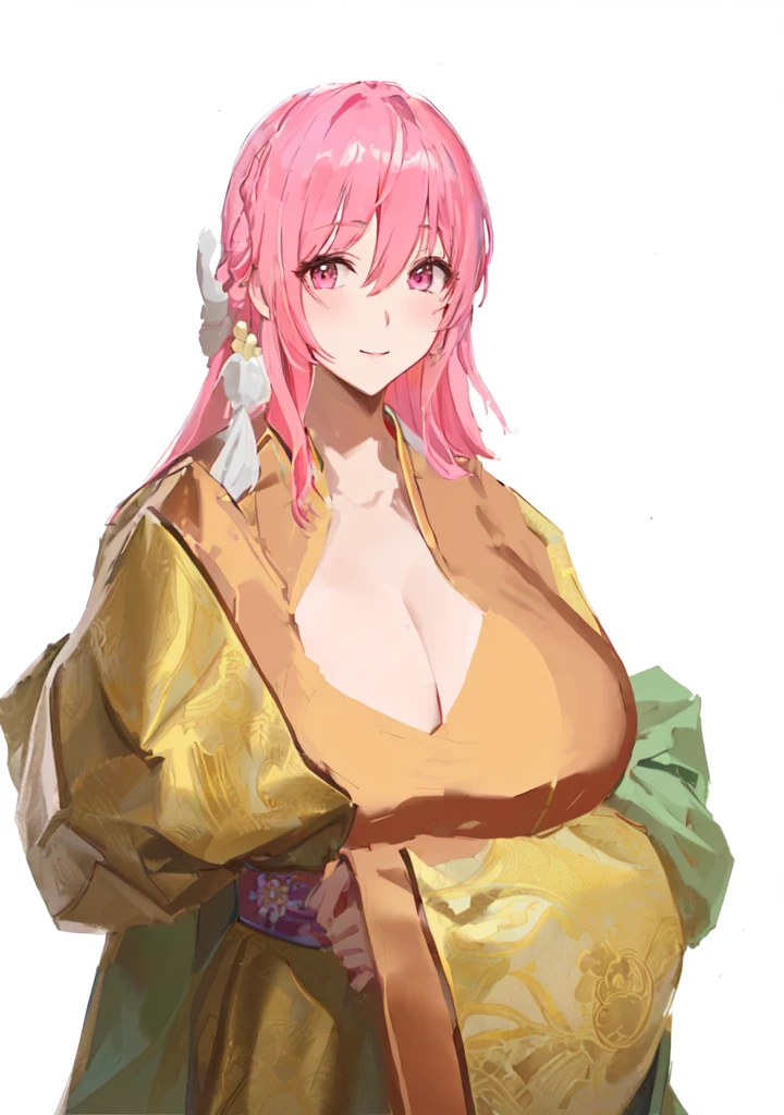 Wearing a robe、Pink Hair的动漫女孩, Produced in collaboration with Anime Painter Studio, Thickness, OPPEIN, Sakura Haruno, Si Tu Shi, In the anime painter studio, Hillabi, Goto Indian Summer, ((Wearing noble robes)), Flower shape, OPPEIN proportions, Break, 3/4 Break,Three Kingdoms,Dynasty Warriors,big boods,huge ,Pink Hair,Pink Eyes,Hanfu,Chinese style and ancient style,Smile,Hands playing with hair,Silk clothes,Noble girl,Good shape,sex body