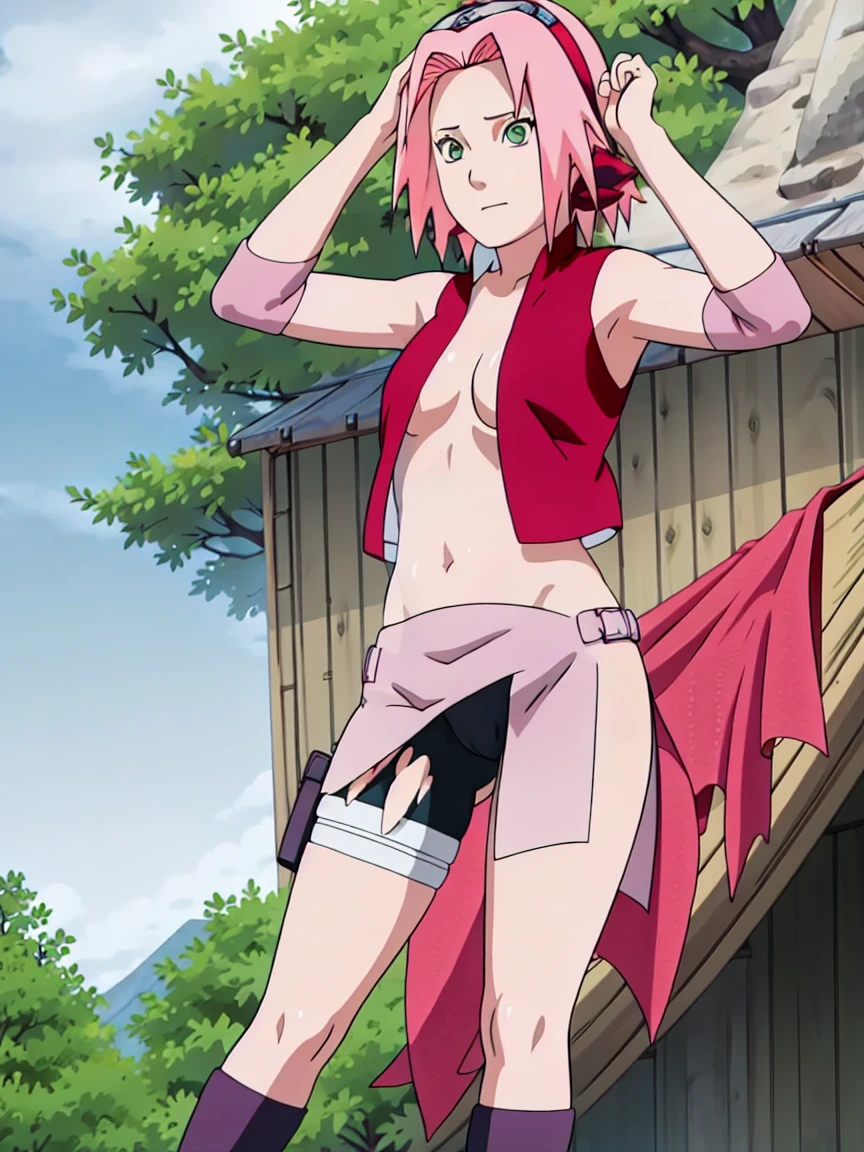 Sakura Haruno nude,wide hips,abdomen,sexy ,Show your armpitsSakura Haruno nude,wide hips,behind,sexy ,Show your armpits,jump,On the tree,IPST,(( naked,Torn shirt,full body,Show your butt, In the forest,open shirt,nipple))