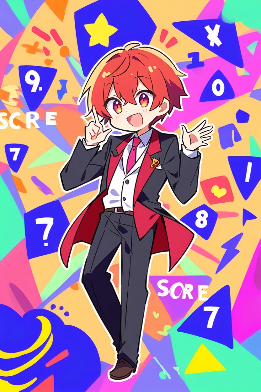 score_9, score_8_superior, sauce_anime, One boy,suit,smiling,whole body