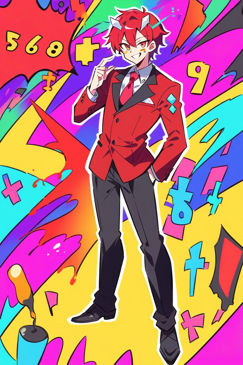 score_9, score_8_superior, sauce_anime, One boy,suit,smiling,whole body