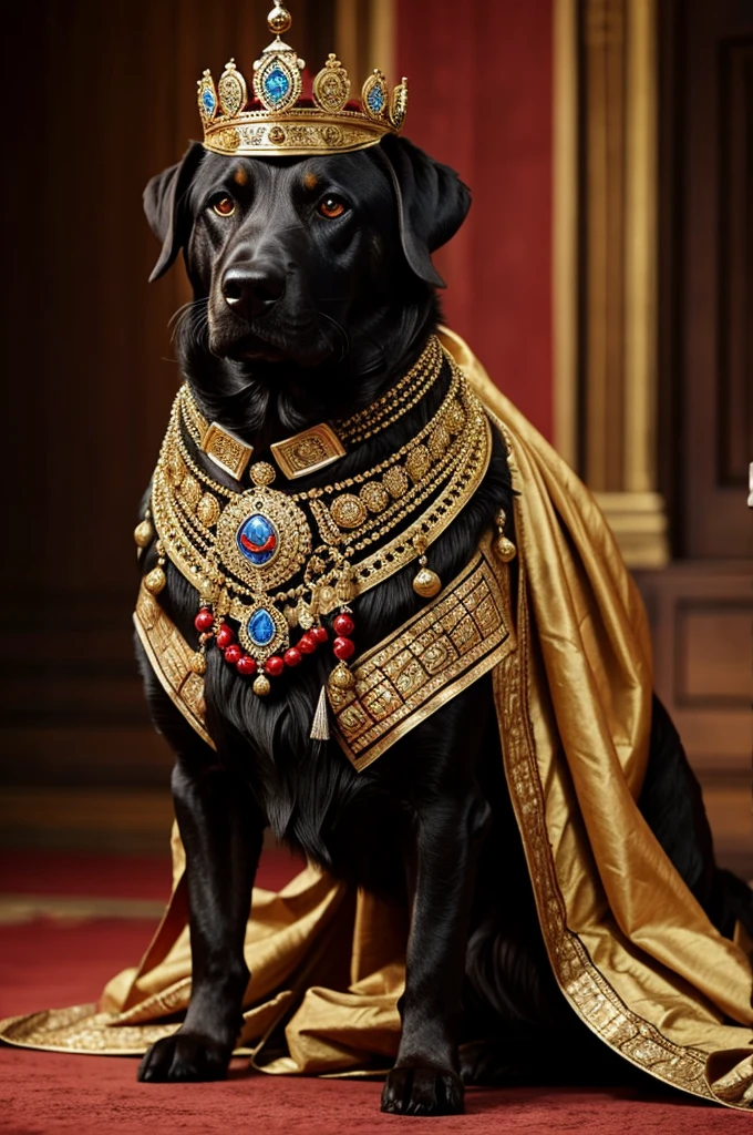 Drathaar dog dressed like a king

